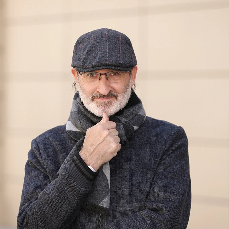 (image for) Collrown Men Beret Cap Adjustable Cotton Flat Cap Retro Duck Tongue Cap Warm Forward Cap Driving Hat Newsboy Hats