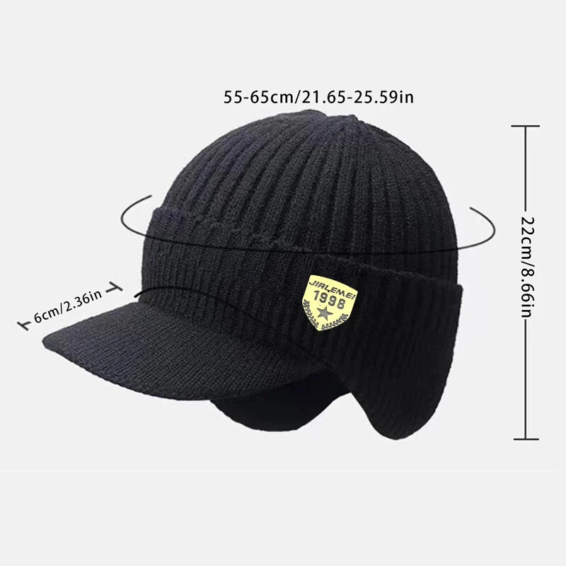 (image for) Collrown Men Winter Knitted Hat Outdoor Cycling Ear Protection Warmth Peaked Cap Riding Thick Earmuffs Beanie Hats