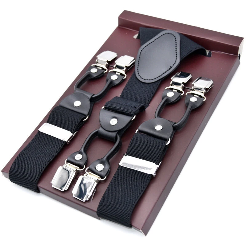 (image for) Men's Suspender Business Trousers Strap Clips Braces Vintage Casual Suspensorio Trousers Six-clip Shoulder Straps