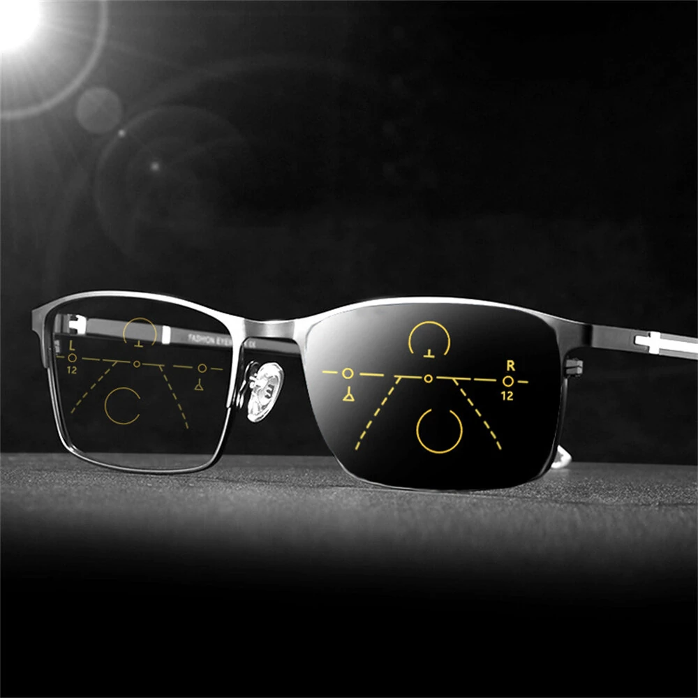 (image for) Photochromic Auto Zoom Reading Glasses HD Near Far Anti-blue Light Business Presbyopia Glasses