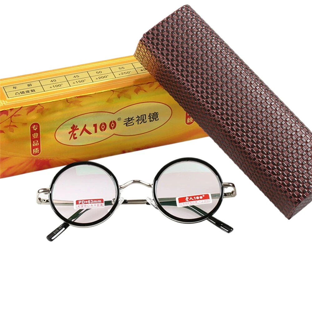 (image for) Retro Round Metal Frame Reading Glasses Minimalist Anti-blue Light Presbyopia Eyeglasses